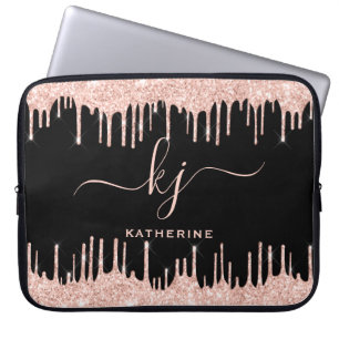 Glam Rose Gold Glitzer Tropfen Mit Monogramm Laptopschutzhülle