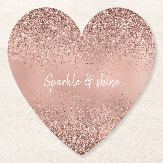 Glam Rose Gold Glitzer Untersetzer (Vorderseite)