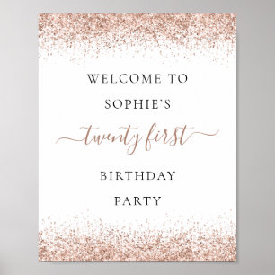 Glam Rose Gold Glitzer Willkommen 21. Geburtstag P Poster