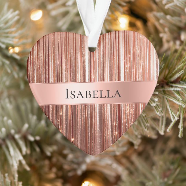 Glam Rose Gold Glitzy Sparkle Name Ornament (Baum)