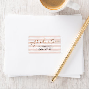 Glam Rose Gold Graduate Rücksendeadressen-Aufklebe Adressaufkleber