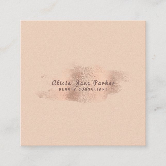Glam Rose Gold Kupferfolie | Beautician Quadratische Visitenkarte (Vorderseite)