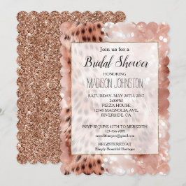 Glam Rose Gold Leopard Brautparty Einladung