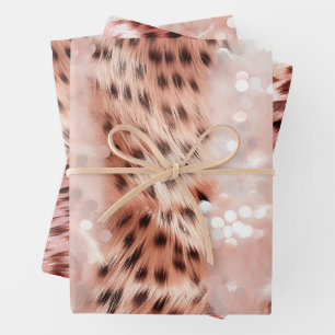 Glam Rose Gold Leopard Hochzeit Geschenkpapier Set