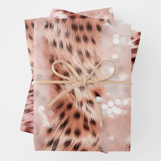 Glam Rose Gold Leopard Wedding Geschenkpapier Set (Beispiel)