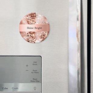 Glam Rose Gold Leopard Weihnachten Magnet