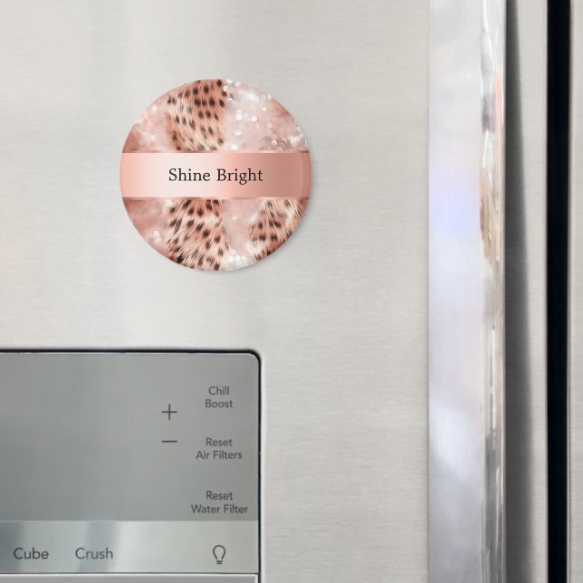 Glam Rose Gold Leopard Weihnachten Magnet (In Situ (Kühlschrank))