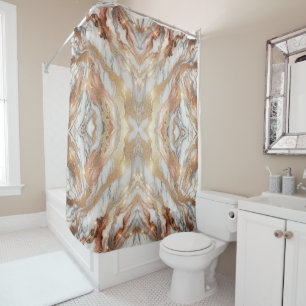 Glam Rose Gold Luxuriöse Trendy Marble Butterfly Duschvorhang