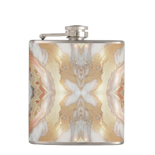 Glam Rose Gold Luxuriöse Trendy Marble Butterfly Flachmann