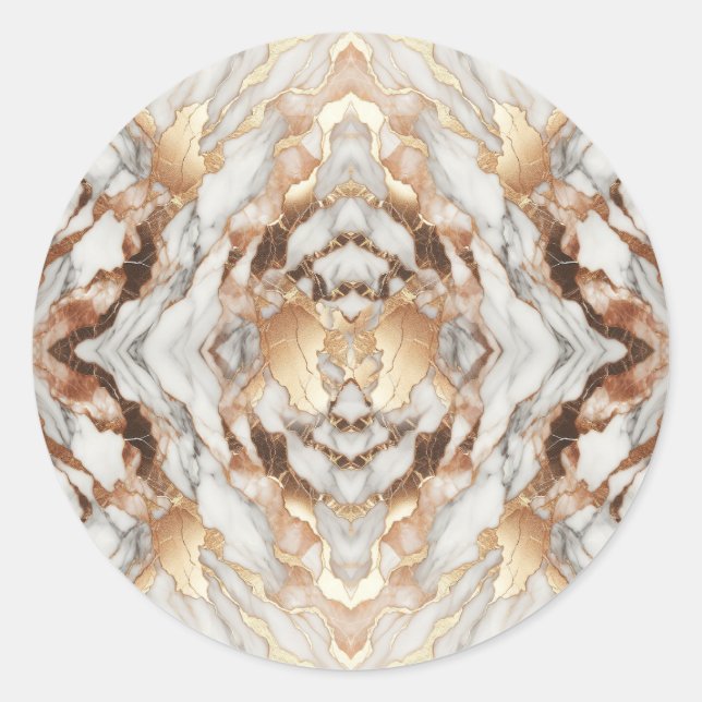 Glam Rose Gold Luxuriöses Trendy Marble Runder Aufkleber (Vorderseite)