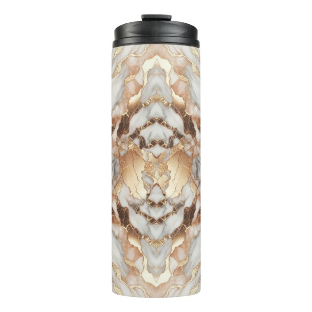 Glam Rose Gold Luxuriöses Trendy Marble Thermosbecher (Vorderseite)