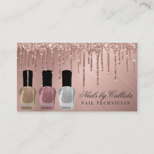 Glam Rose Gold Metallic Glitzer Tropfen Nail Polni Visitenkarte