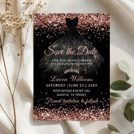 Glam Rose Gold Princess Quinceañera Save the Date Einladung