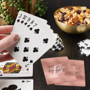 Glam Rose Gold Trendige Schrift Monogramm Spielkarten