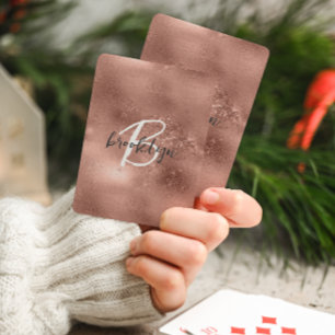 Glam Rose Gold Trendy Script Monogram Spielkarten