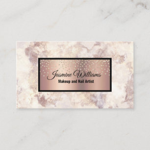 Glam Rose Gold Veined Marmor und Gold Foil Glitzer Visitenkarte