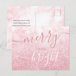 Glam Rose GOLD Weihnachtsfeiertag Glitzer Marmor Feiertagspostkarte
