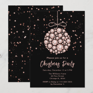Glam Rose Gold Weihnachtsschmuckparty Einladung