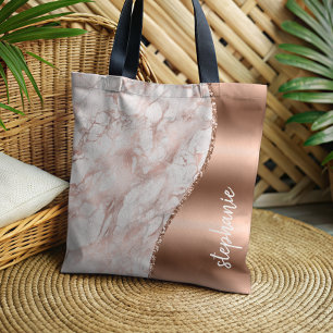 Glam Rose Gold White Marmor Metallisch Name