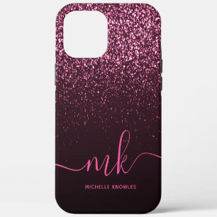 Glam Rose Pink Glitter Moderne Schrift Monogramm N Case-Mate iPhone Hülle