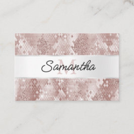 Glam Rose White Silver Snake Monogram Visitenkarte