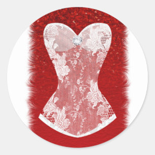 Glam Rot & Weiß Feiertags-Wäscheparty-Geschenk Runder Aufkleber