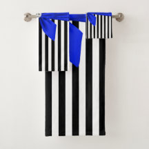 Glam Royal Blue Bow-Pinstripes-Black