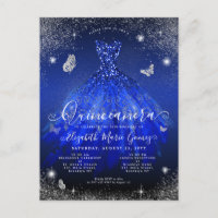 Glam Royal Blue Silver Glitzer Gown Quinceanera