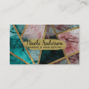 Glam Rust Blush Aquamarin & Gold Chic Moderner Gla Visitenkarte