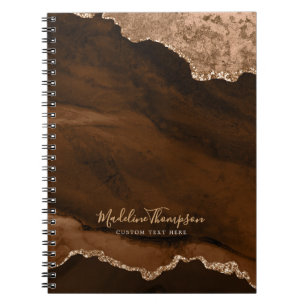 Glam Rust Gold Velvet Agate Geode Script Notizblock