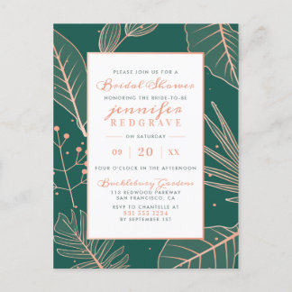 Glam Sage Green Gold Sprigs Elegantes Brautparty Einladungspostkarte