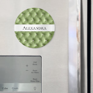 Glam Sage Green Imitats Velvet Luxus Name Magnet