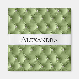 Glam Sage Green Imitats Velvet Luxus Name Magnet