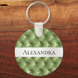 Glam Sage Green Imitats Velvet Luxus Name Schlüsselanhänger