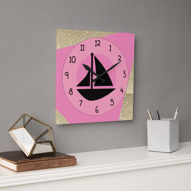 Glam Sail Quadratische Wanduhr (Büro)