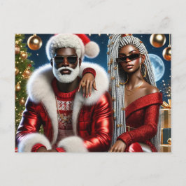 Glam Santa & Mrs. Claus Luxus-Weihnachtskarte Postkarte