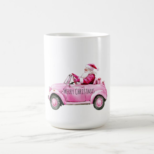Glam Santa Pink Car Christmas Kaffeetasse (Mittel)