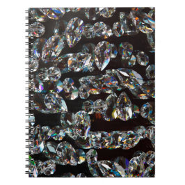 Glam Schwarz-weiß Diamond Kristallsteine drucken Notizblock