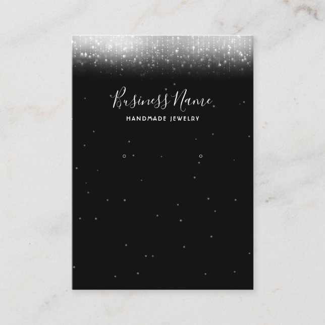 Glam Schwarz-weiß Earring Juwelier Display Visitenkarte (Vorderseite)