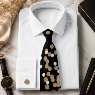 glam schwarze und weiße Punkte Champagner Gold Kon Krawatte