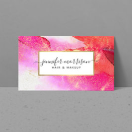 Glam Script Bright Pink Watercolor Imitate Goldsta Visitenkarte