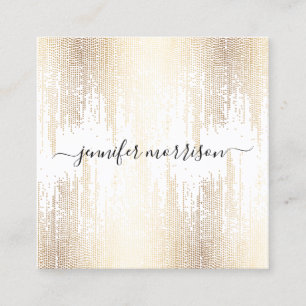 Glam Script Gold Confetti Rain Quadratische Visitenkarte
