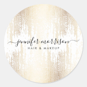 Glam Script Gold Confetti Rain Runder Aufkleber