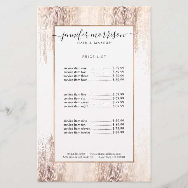 Glam Script Rose Gold Confetti Rain Flyer (Vorne)