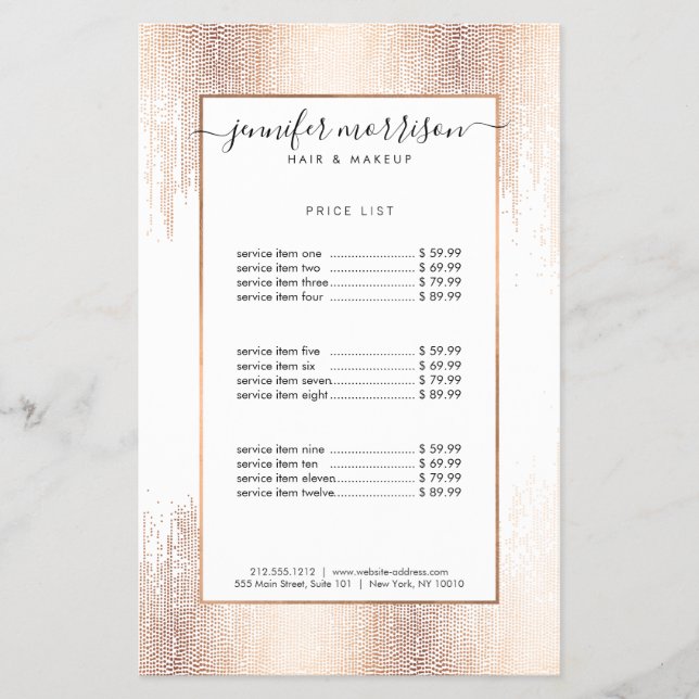 Glam Script Rose Gold Confetti Rain Flyer (Vorne)