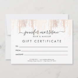 Glam Script Rose Gold Confetti Rain Geschenkkarte