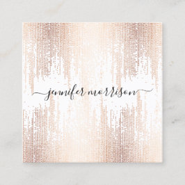 Glam Script Rose Gold Confetti Rain Quadratische Visitenkarte