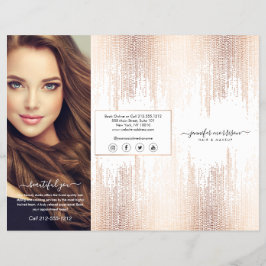 Glam Script Rose Gold Confetti Rain Tri-Fold Flyer