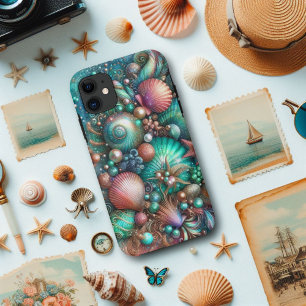 Glam Seashell Splendor Mint Coral Case-Mate iPhone Hülle