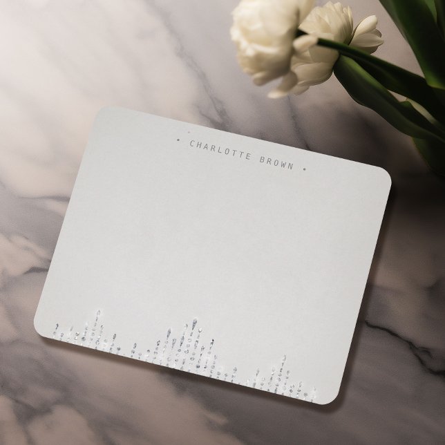Glam silber Deko Vintage personalisierte Schreibwa Mitteilungskarte (Glam silver deco vintage personalized stationery note card)